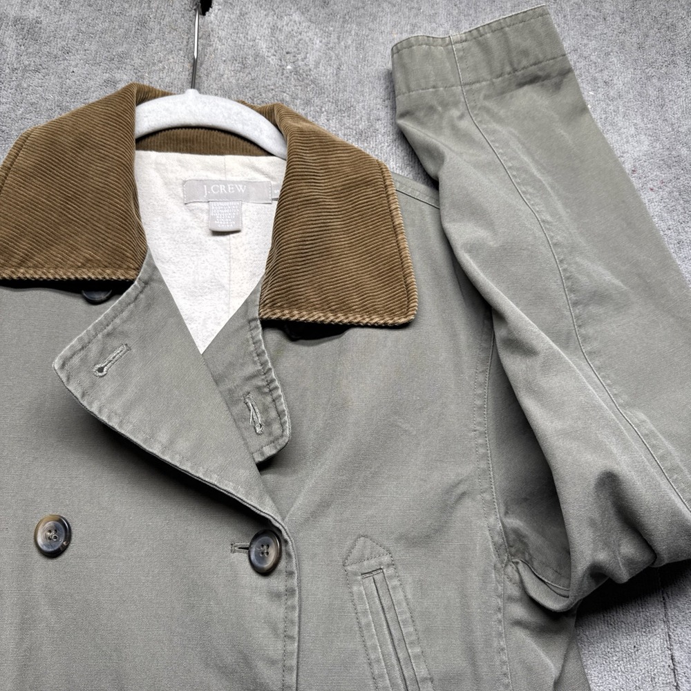 J.Crew chore jacket double breasted corduroy collar green canvas women's small